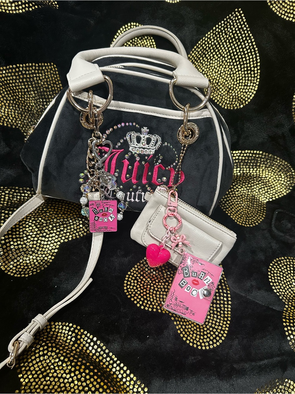 Juicy Couture Black & White Bag with Pink Accents